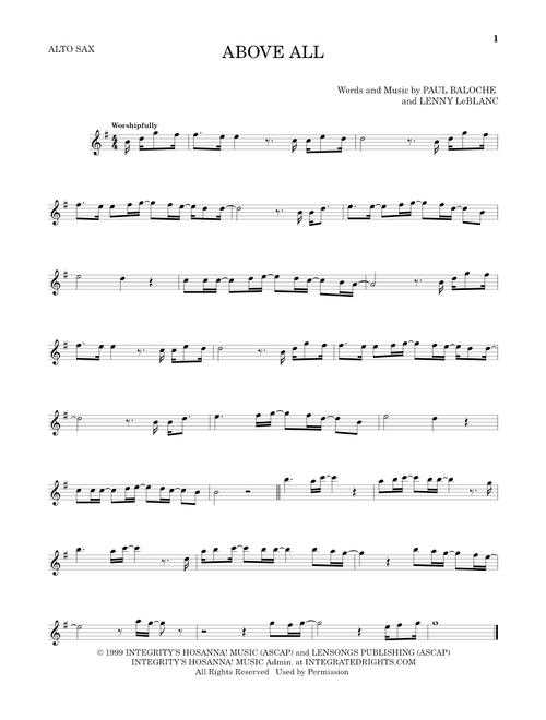 Above All - Paul Baloche, Rebecca St James (Alto Sax Solo)