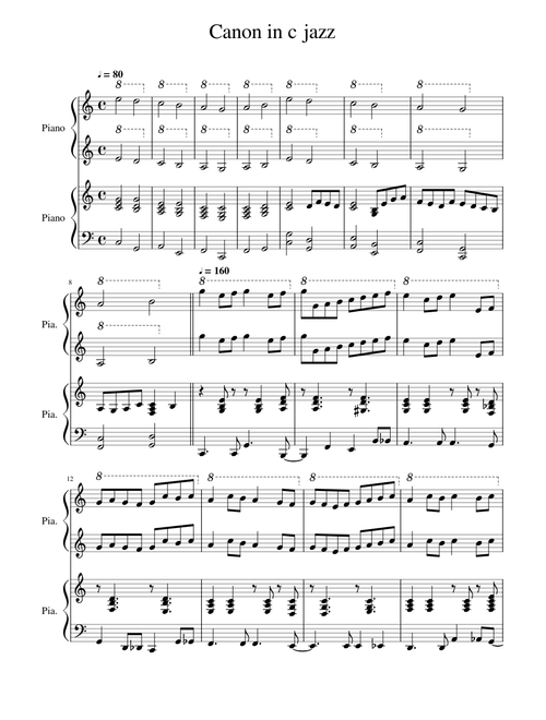 Canon in c jazz (Piano Duets)