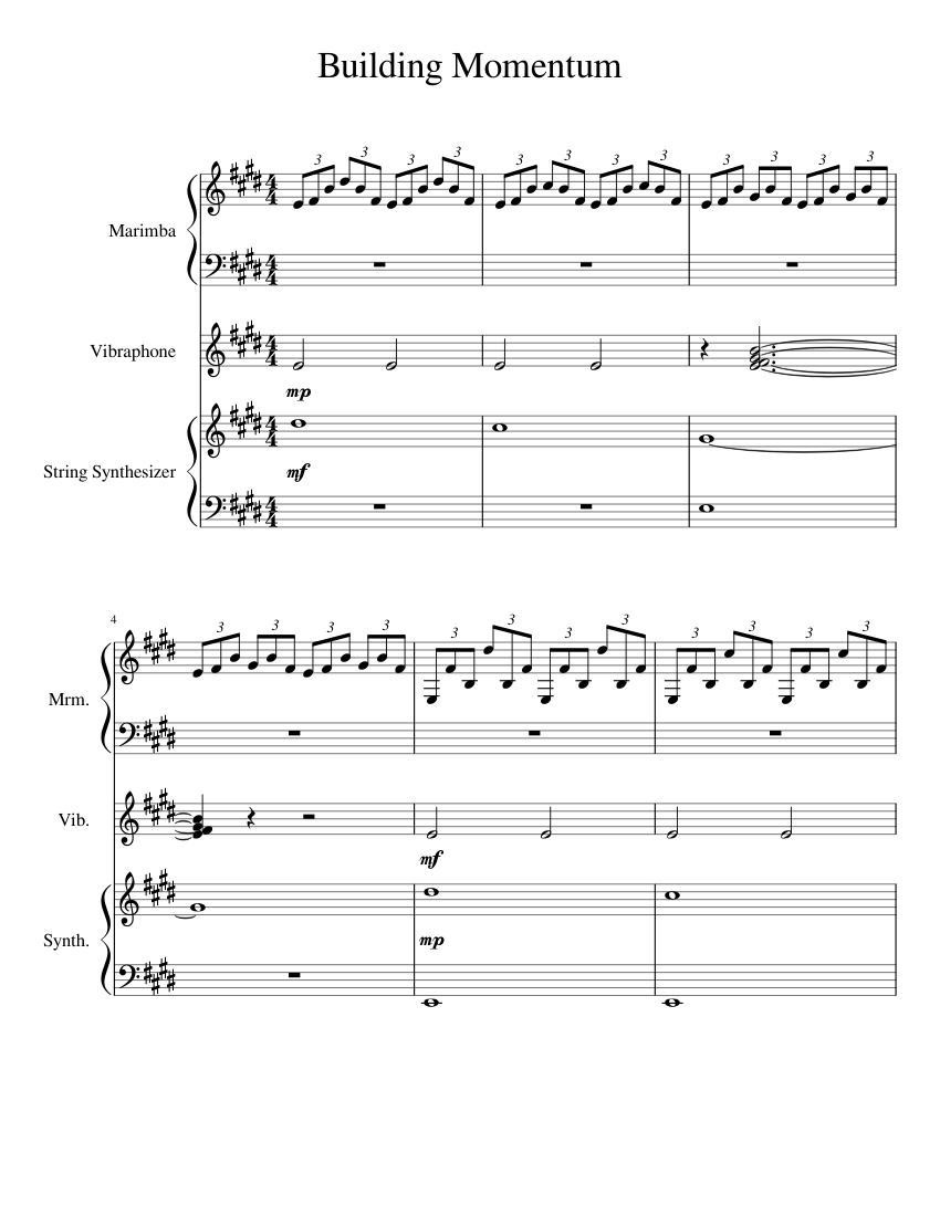 Building Momentum Sheet music for Vibraphone, Marimba, Strings group
