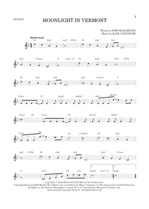 ボーカル ビッグバンド譜面:Moonlight In Vermont ボーカル ビッグ ボーカル ビッグバンド譜面:Moonlight In Vermont ボーカル ビッグ