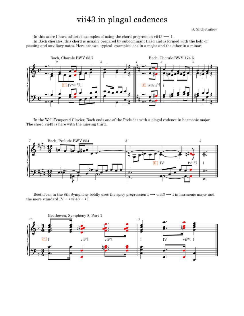 vii43 in plagal cadences Sheet Music for Piano (Solo) | MuseScore.com