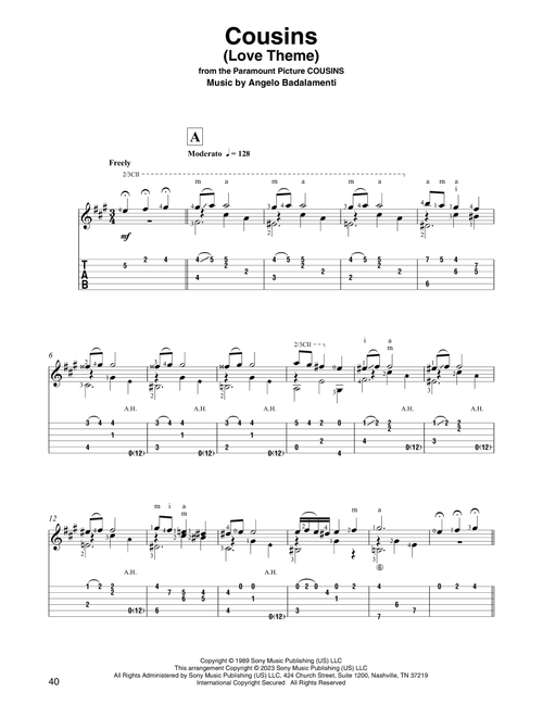 Cousins (Love Theme) (arr. David Jaggs) - Angelo Badalamenti (Solo Guitar)