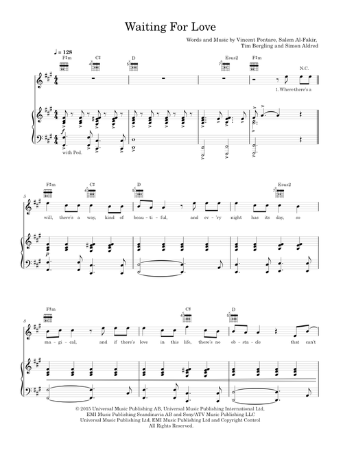 Waiting for love - Avicii (Piano-Voice-Guitar)