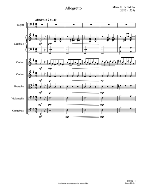 Marcello Benedetto: Allegretto E minor for Bassoon and Chamber Orchestra