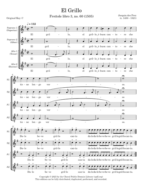 El Grillo - Josquin des Prez (SSAA)