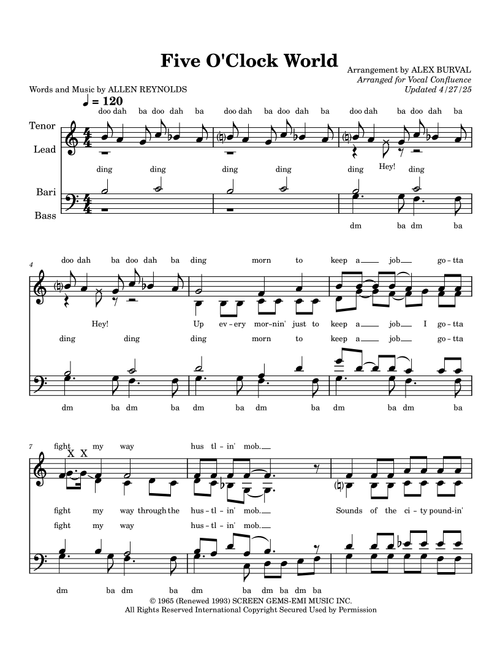 Five O'clock World (Arr. Alex Burval) - Hal Ketchum (Choral, SATB)