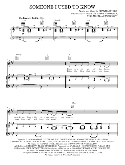 Someone i used to know - Zac Brown Band (Piano-Vocal-Guitar)