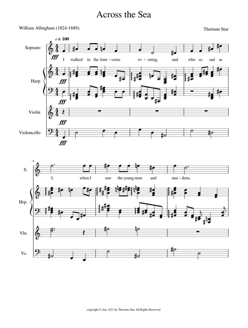Across the Sea, Words by William Allingham (1824-1889) , Music © by Thorium Star 2021