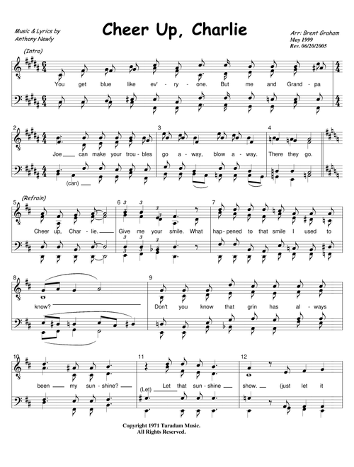 Cheer Up, Charlie (Arr. Brent Graham) - Anthony Newley, Leslie Bricusse (Choral, SSAA)