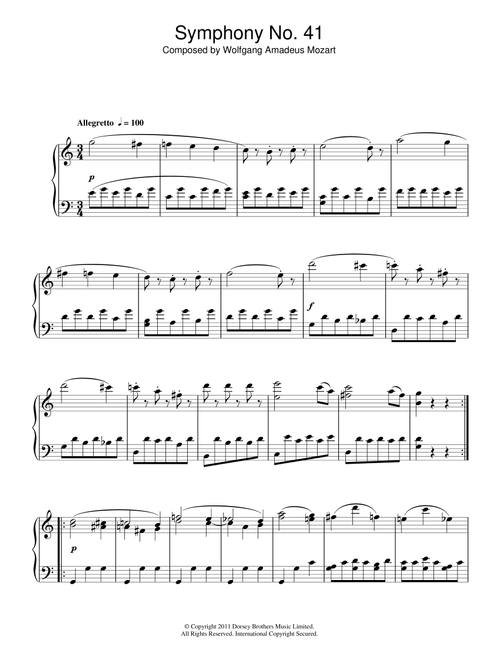 Symphony No.41 'Jupiter' (3rd Movement: Minuet) - Wolfgang Amadeus Mozart (Piano Solo)