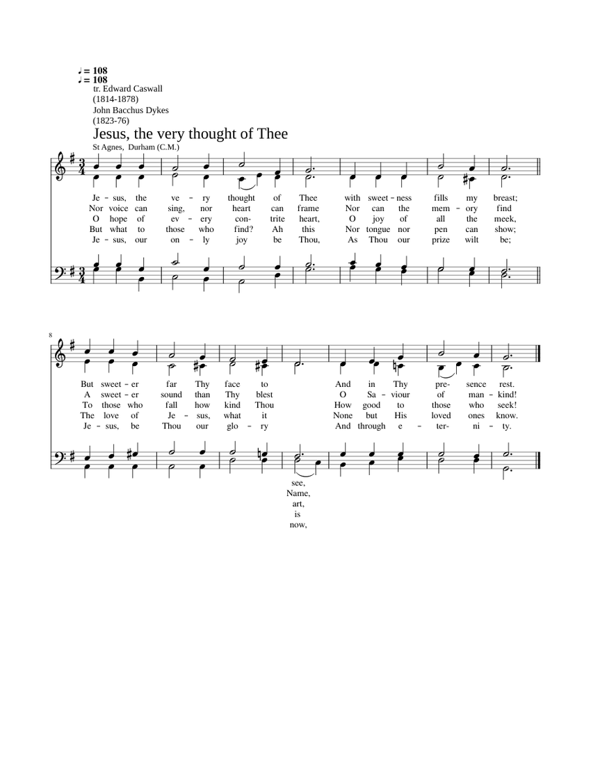Jesus, the very thought of thee John Bacchus Dykes Sheet music for