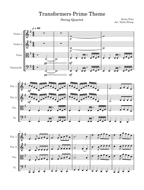 Transformers Prime – Brian Tyler (String Quartet)