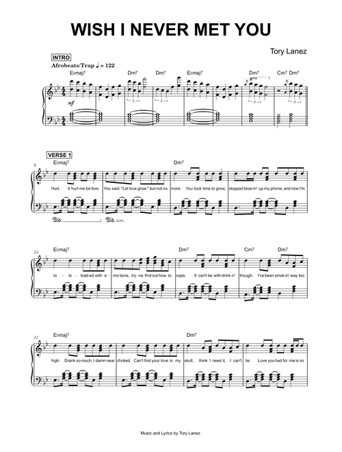 Wish I Never Met You - Prison Tapes - Tory Lanez (Piano)