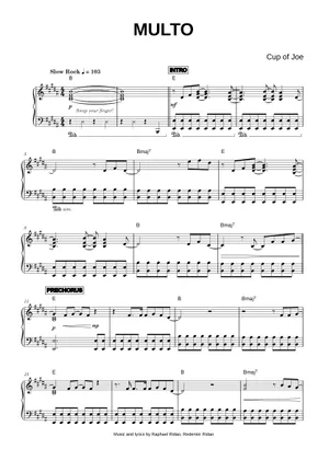 Notes For Multo Multo – Cup of Joe Sheet Music with Chords for Guitar, Bass guitar ...