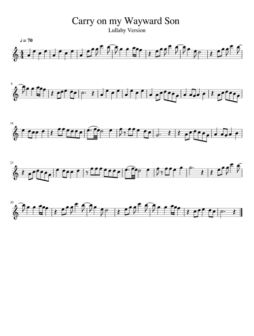 Carry on my Wayward Son (lullaby version)