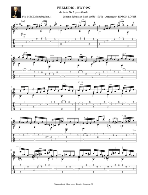 PRELUDIO - BWV 997 – Johann Sebastian Bach