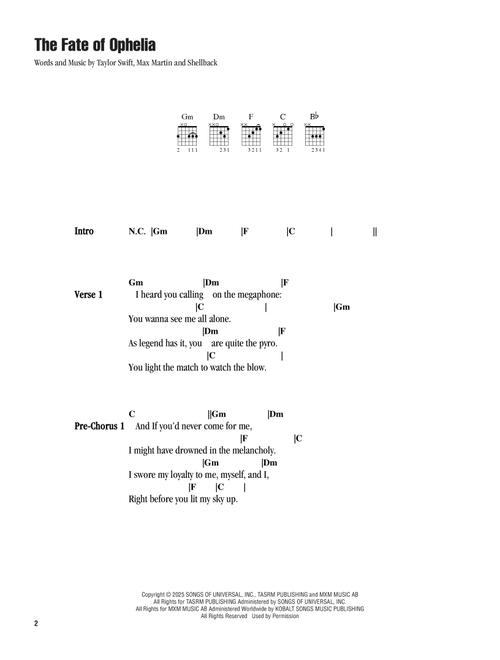 The Fate Of Ophelia - Taylor Swift (Guitar Chords-Lyrics)