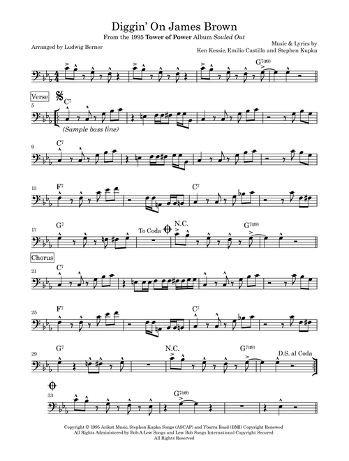 Diggin' On James Brown (Arr. Ludwig Berner) - Tower Of Power (Bass Guitar (without TAB))