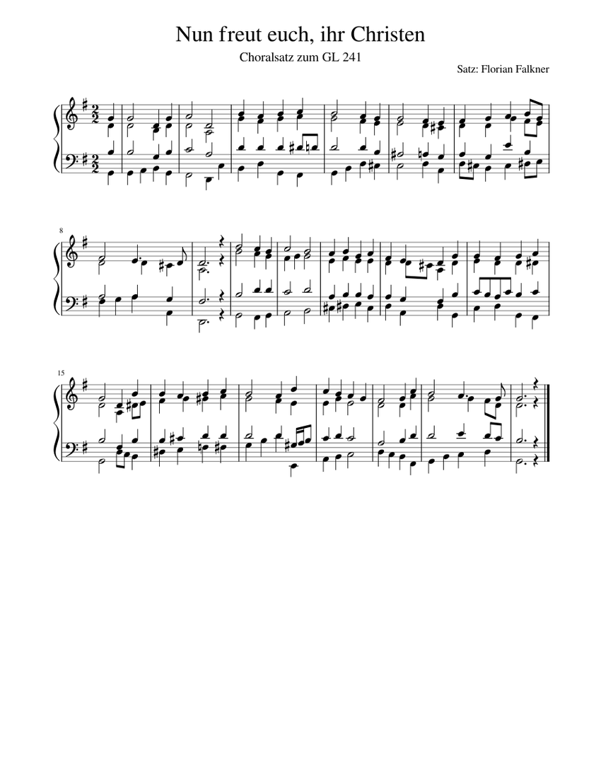 Nun freut euch, ihr Christen Sheet