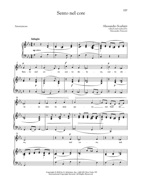 Sento Nel Core (Low Voice) (Ed. Richard Walters) - Alessandro Scarlatti, Anonymous (Piano Vocal)