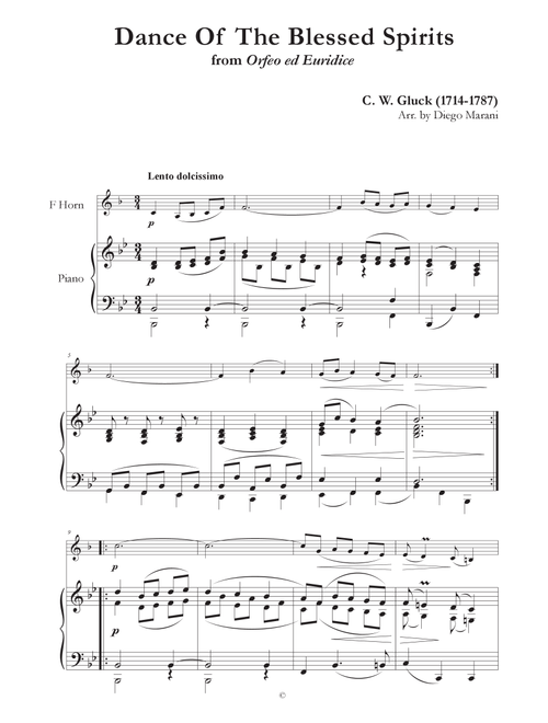 Dance of the Blessed Spirits for Horn and Piano (Arr. Diego Marani) - Christoph Willibald Gluck (French Horn and Piano)