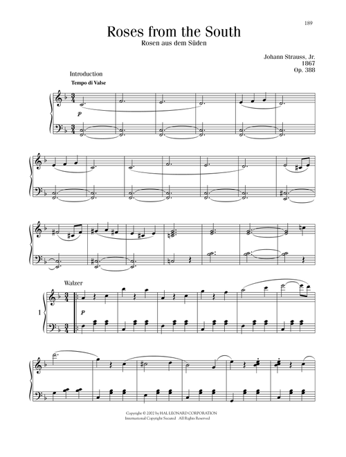 Roses From The South, Op. 388 - Johann Strauss (Piano Solo)