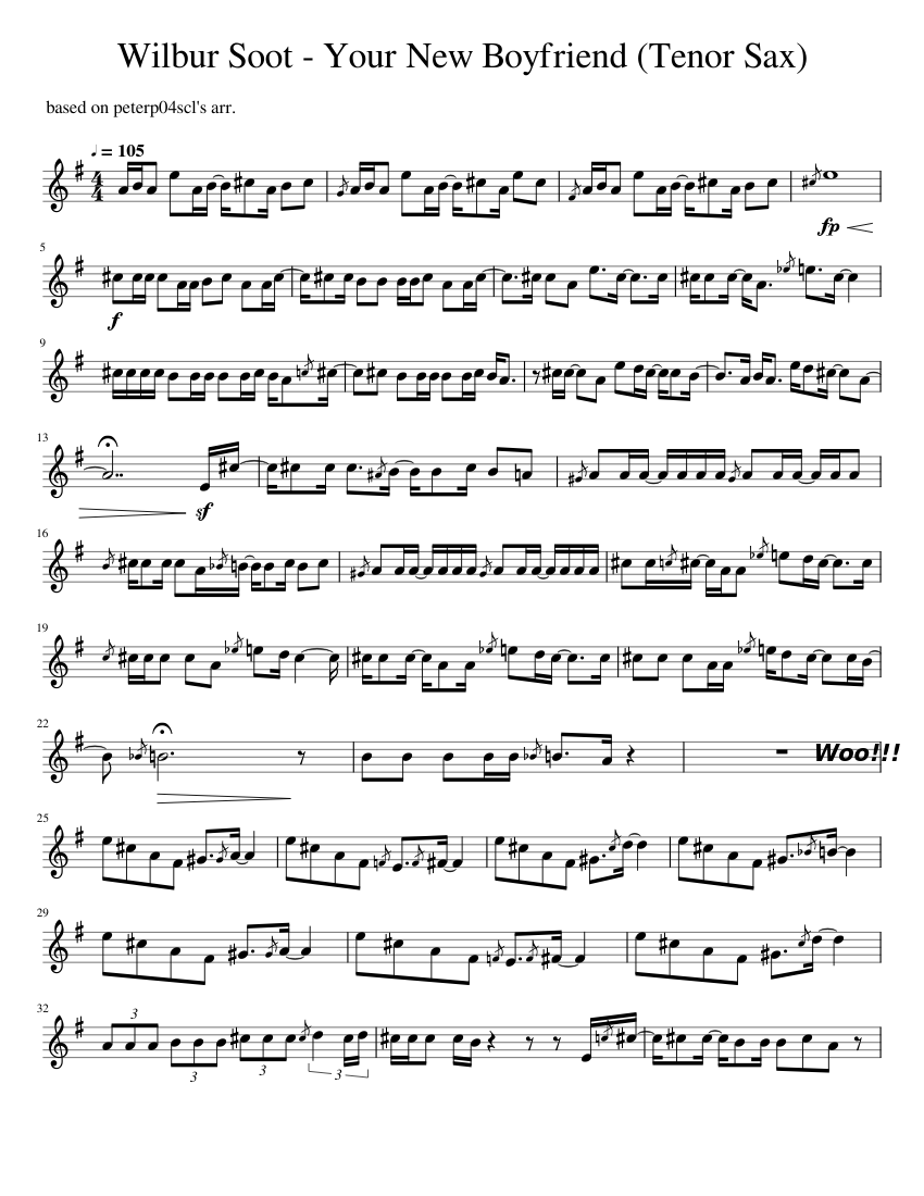 WilburSoot Your New Boyfriend (Tenor Sax) piano tutorial