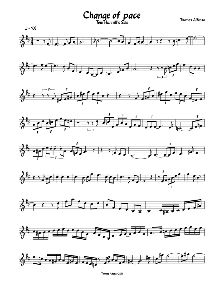 Tom Harrel Change of Pace Sheet Music for Trumpet in b-flat (Solo ...