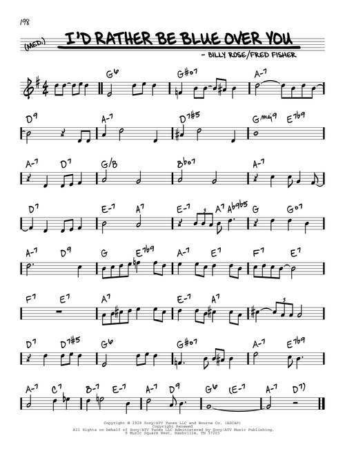 I'd Rather Be Blue Over You (from Funny Girl) - Barbra Streisand (Real Book - Melody-Chords)