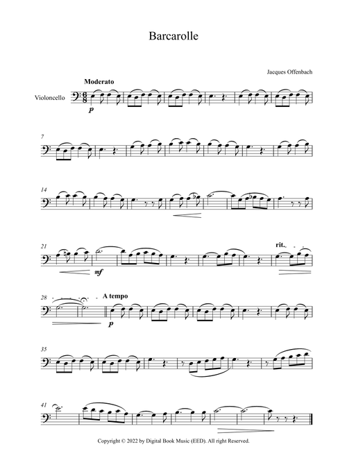 Barcarolle - Jacques Offenbach (Cello) (Arr. Digital Book Music) (Cello Solo)