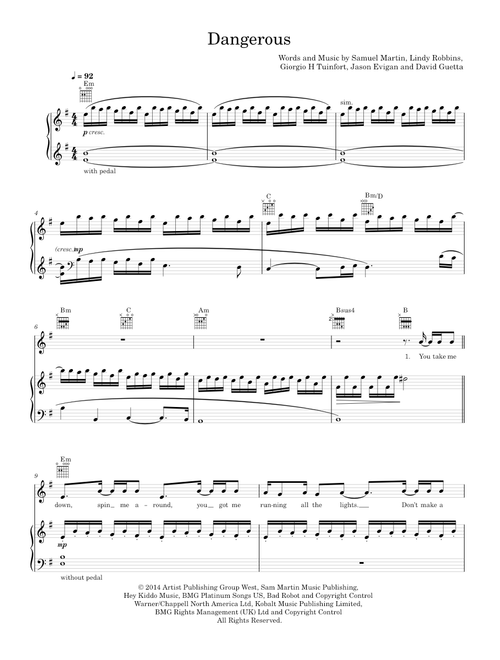 Dangerous - David Guetta (Piano-Voice-Guitar)