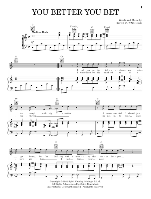 You Better You Bet - The Who (Piano-Vocal-Guitar)