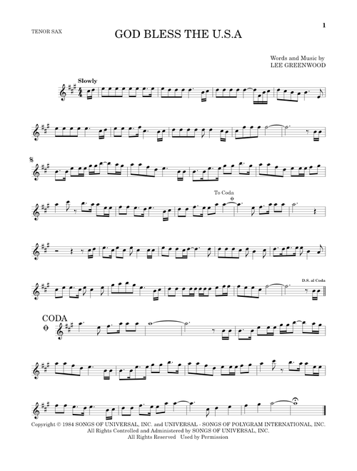 God Bless The U.S.A. - Lee Greenwood (Tenor Sax Solo)
