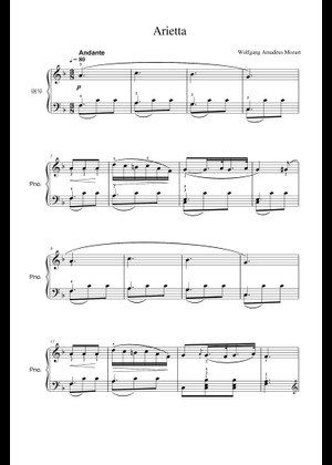 Arietta - Wolfgang Amadeus Mozart Sheet Music for Piano (Piano Duo ...