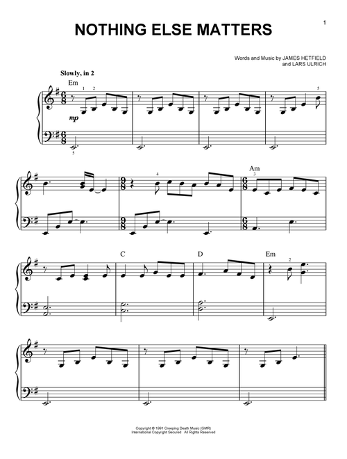 Nothing Else Matters - Metallica (Easy Piano)