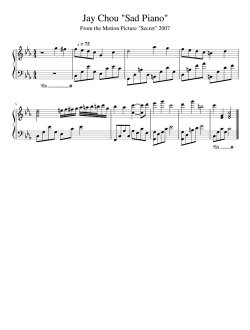 Sad Piano piece from "Secret" 2007 by Jay Chou