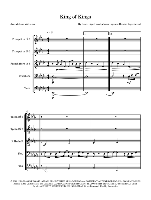 King Of Kings (Arr. Melissa A. Williams) - Hillsong Worship (Brass Ensemble)