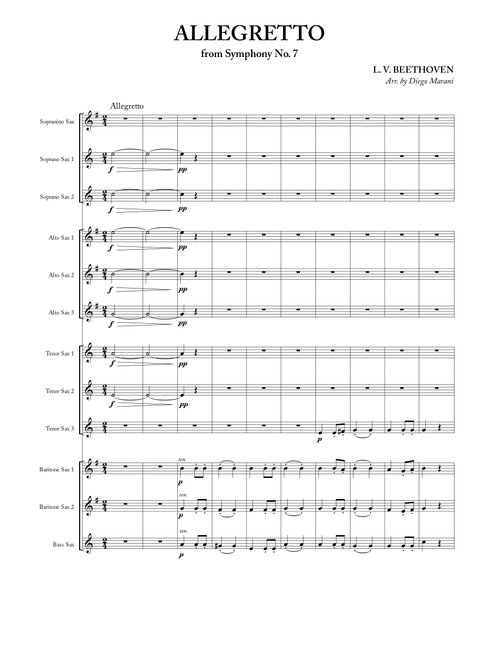 Allegretto from Symphony No. 7 for Saxophone Ensemble (Arr. Diego Marani) - L. v. Beethoven (Woodwind Ensemble)