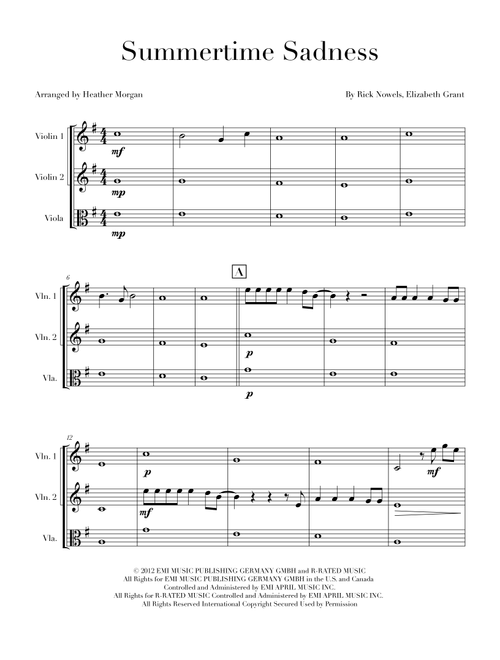 Summertime Sadness (Arr. Heather Morgan) - Lana Del Ray (String Ensemble)