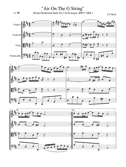 J.S. Bach - "Air On The G String" (From Orchestral Suite No. 3 In D Major- BMV 1068)