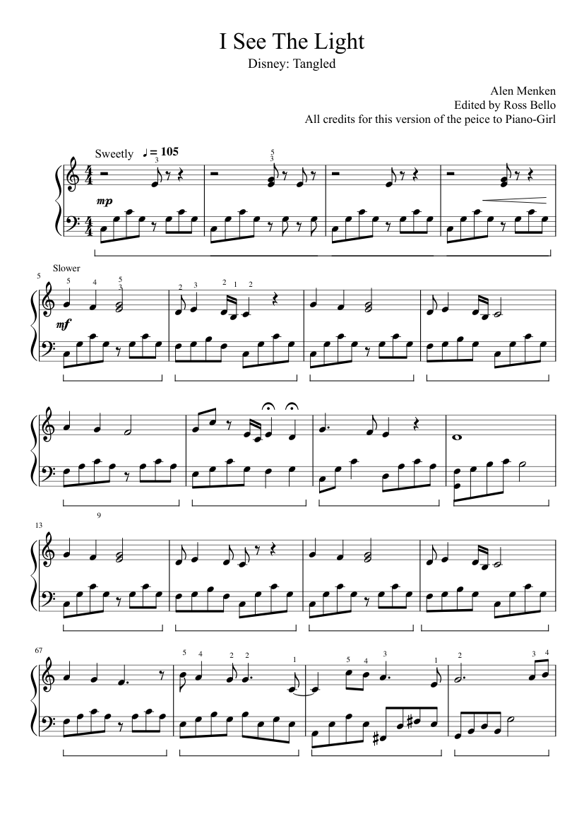 Hverdage Sprællemand arbejder I see the light (Disney's Tangled) Sheet music for Piano (Solo) |  Musescore.com