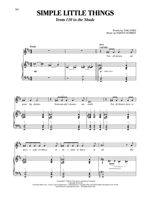 Simple Little Things (from 110 in the Shade) (Ed. Richard Walters) - Tom Jones, Harvey Schmidt (Piano Vocal)