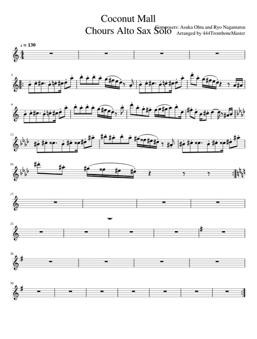 Coconut Mall Chours Alto Sax Solo