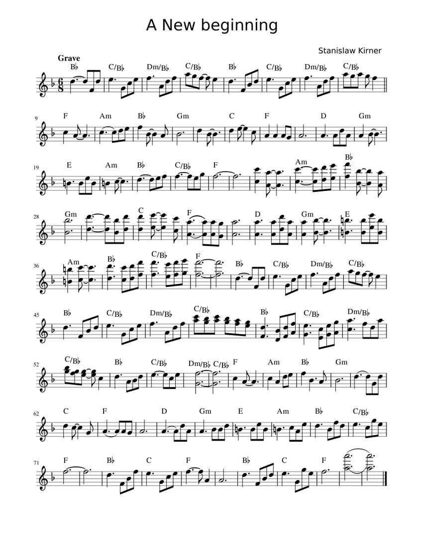 A New Beginning Easy piano part Sheet music for Piano (Solo ...