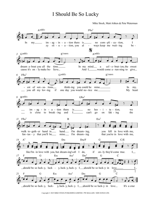 I Should Be So Lucky (Arr. Vicky Jacobs) - Kylie Minogue (Choral, 2-Part)