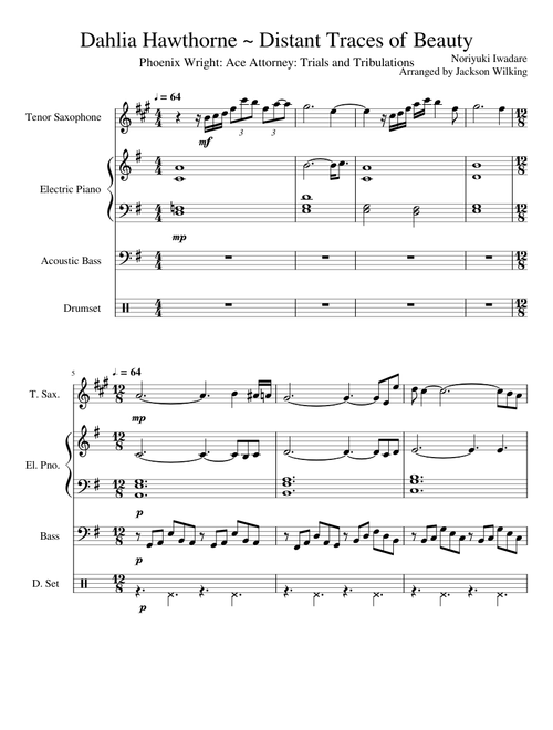 Distant Traces of Beauty Jazz Arrangement