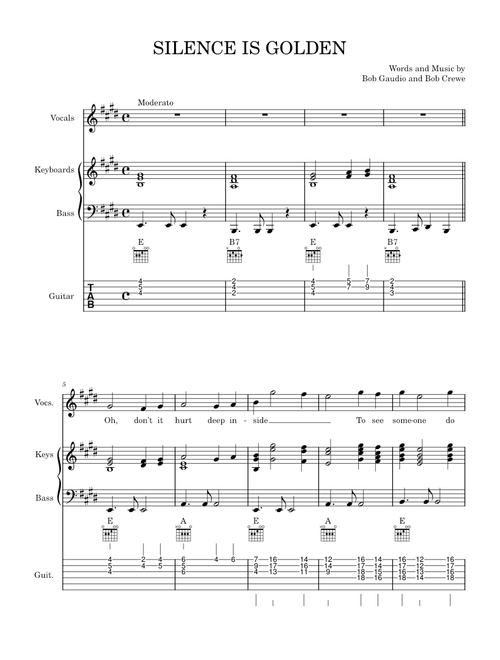 Silence Is Golden – Frankie Valli & The Four Seasons