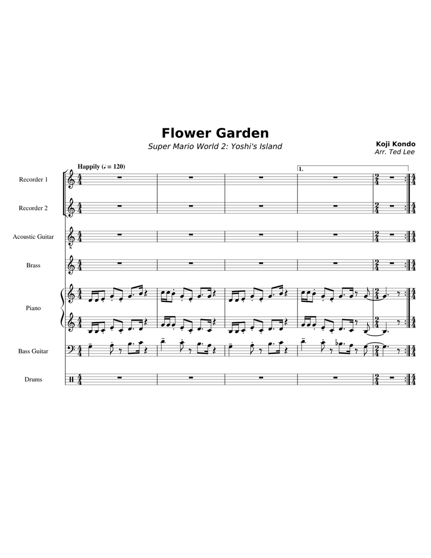 Flower Garden 〖Yoshi's Island〗 • IBM 8 Sheet music for Piano, Guitar