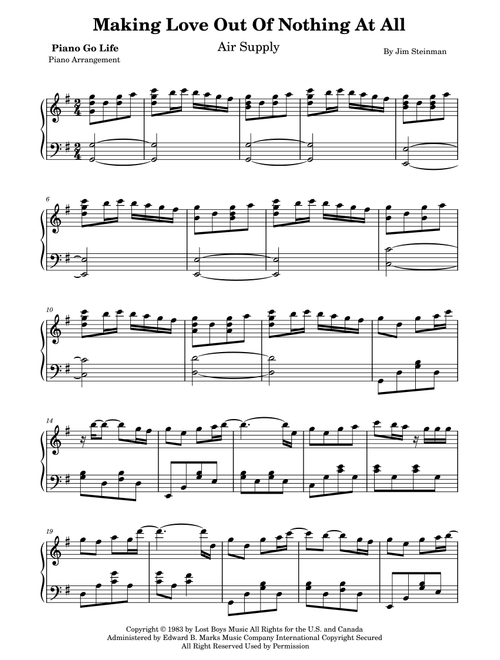 Making Love Out Of Nothing At All (Arr. Piano Go Life) - Air Supply (Piano Solo)