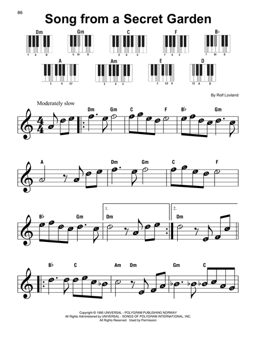 Song From A Secret Garden (Super Easy Piano)
